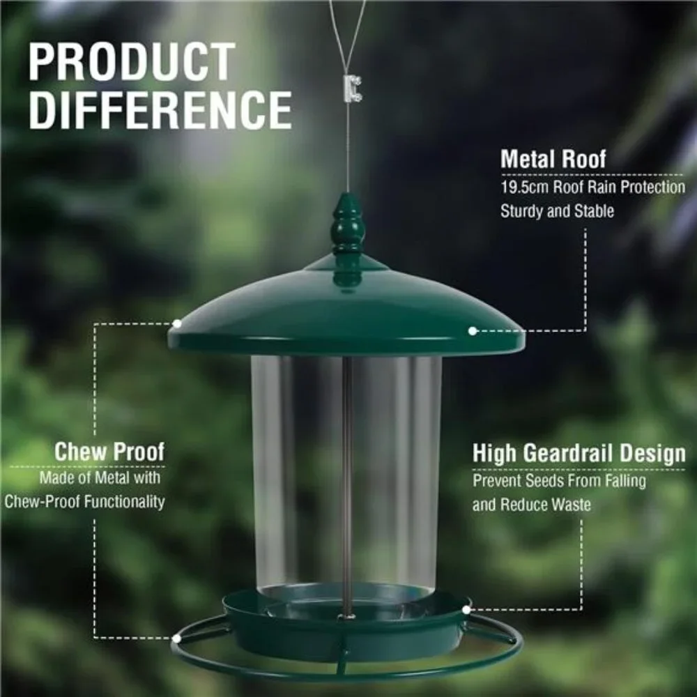 Metal Bird Feeder for Outdoors Hanging,3.0LB Seed Feeder,Easy to Fill